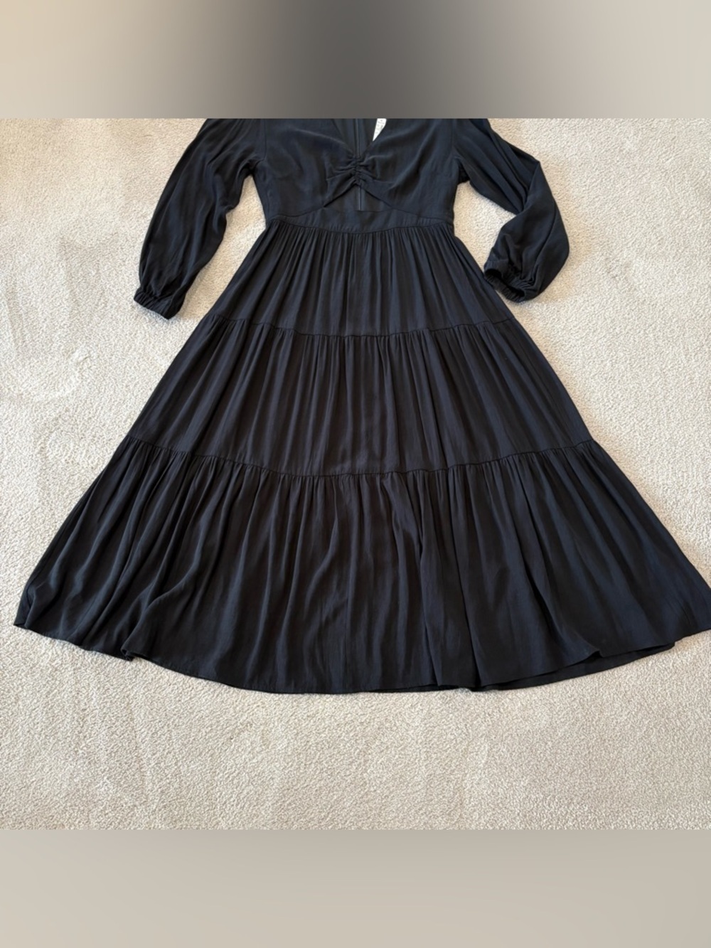 Madewell Lusterweave Black Long Sleeve Tiered Whimsigoth Cut Out Dress Sz 8 NWT - Picture 7 of 16